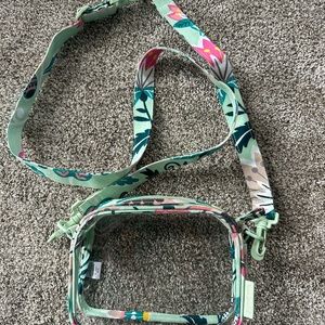 Vera Bradley- Clearly Colorful Stadium Crossbody Bag Mint Flowers